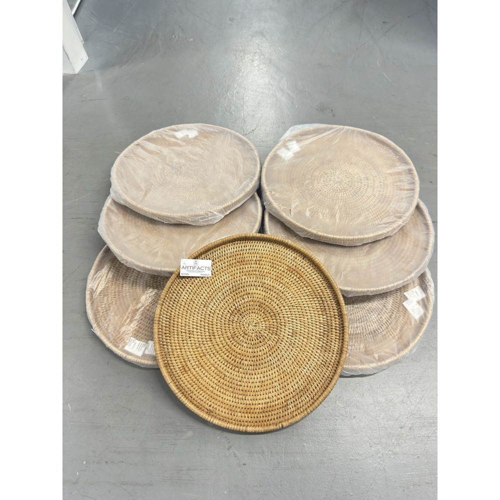Artifacts Trading Company Hand Woven Rattan Tray 16" Coastal Home Decor NEW - Picture 6 of 7